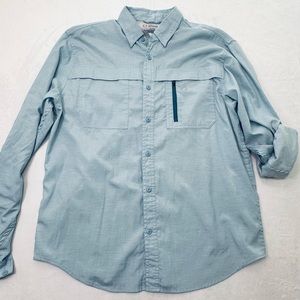 The American Outdoorsman Blue‎ Button Up Adjustable Long Sleeve Mens Size Large